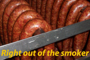 Paw Gaylon's Smoked Sausage directly out of the smoker